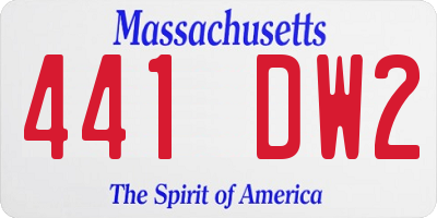 MA license plate 441DW2