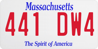 MA license plate 441DW4