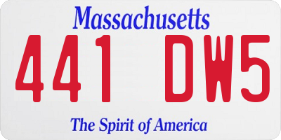 MA license plate 441DW5