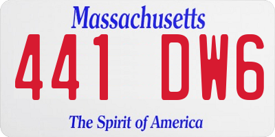 MA license plate 441DW6