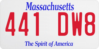 MA license plate 441DW8