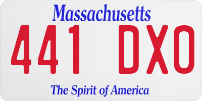 MA license plate 441DX0