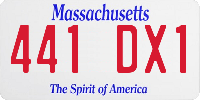 MA license plate 441DX1
