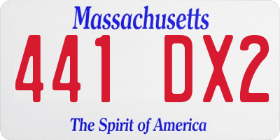 MA license plate 441DX2