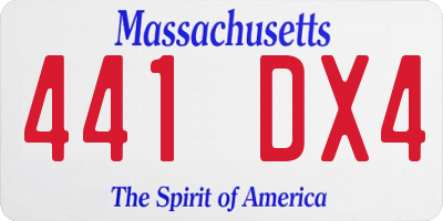 MA license plate 441DX4