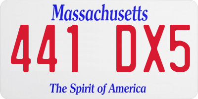 MA license plate 441DX5