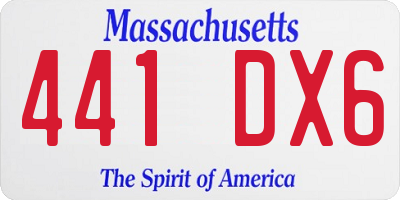 MA license plate 441DX6