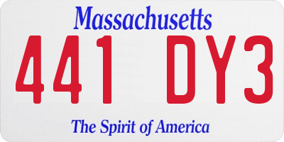 MA license plate 441DY3