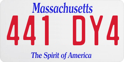 MA license plate 441DY4