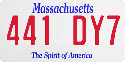 MA license plate 441DY7