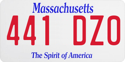 MA license plate 441DZ0