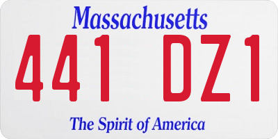 MA license plate 441DZ1