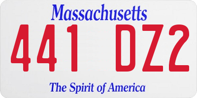 MA license plate 441DZ2