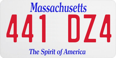 MA license plate 441DZ4