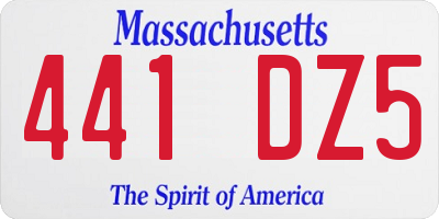 MA license plate 441DZ5