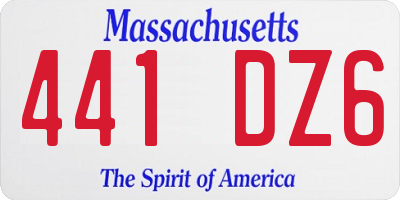 MA license plate 441DZ6