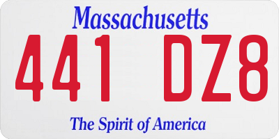MA license plate 441DZ8