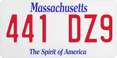 MA license plate 441DZ9