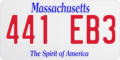 MA license plate 441EB3