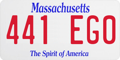 MA license plate 441EG0