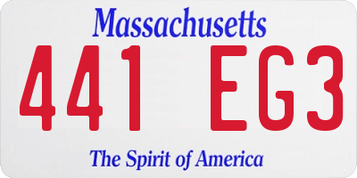 MA license plate 441EG3