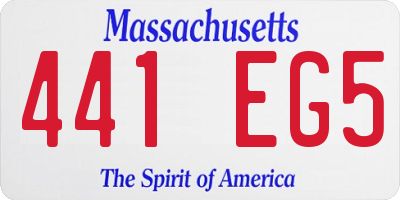 MA license plate 441EG5