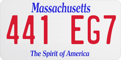MA license plate 441EG7
