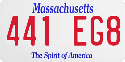 MA license plate 441EG8