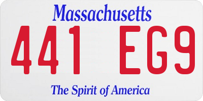 MA license plate 441EG9