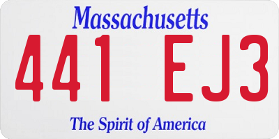 MA license plate 441EJ3