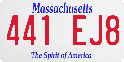 MA license plate 441EJ8