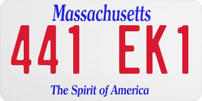MA license plate 441EK1