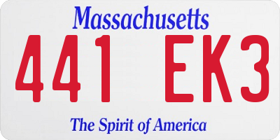 MA license plate 441EK3