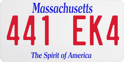 MA license plate 441EK4