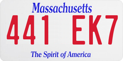 MA license plate 441EK7