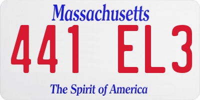 MA license plate 441EL3