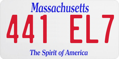 MA license plate 441EL7
