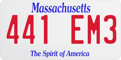MA license plate 441EM3