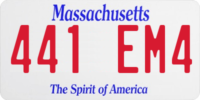 MA license plate 441EM4