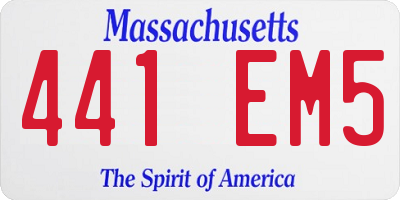 MA license plate 441EM5