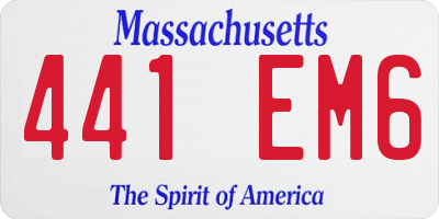 MA license plate 441EM6