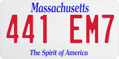 MA license plate 441EM7