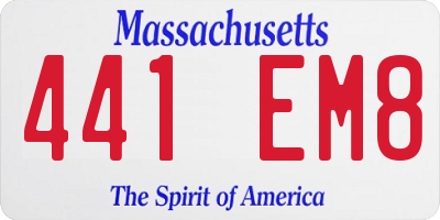 MA license plate 441EM8