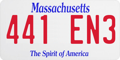 MA license plate 441EN3