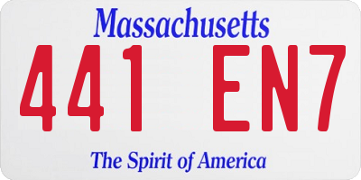 MA license plate 441EN7