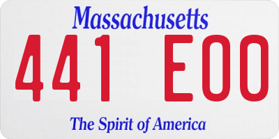 MA license plate 441EO0