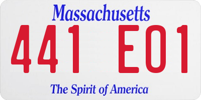 MA license plate 441EO1