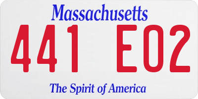 MA license plate 441EO2