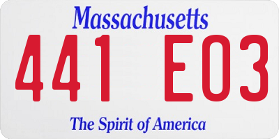 MA license plate 441EO3