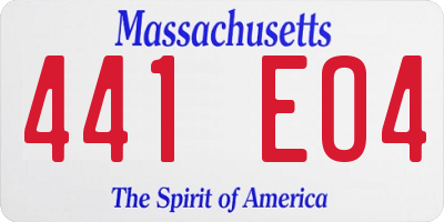 MA license plate 441EO4
